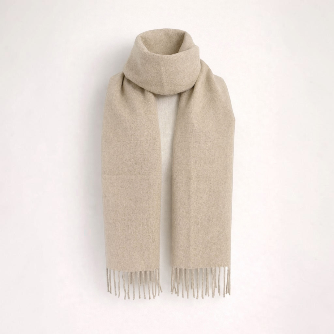 Alpaca scarf in Beige, soft breathable scarf for cold weather.