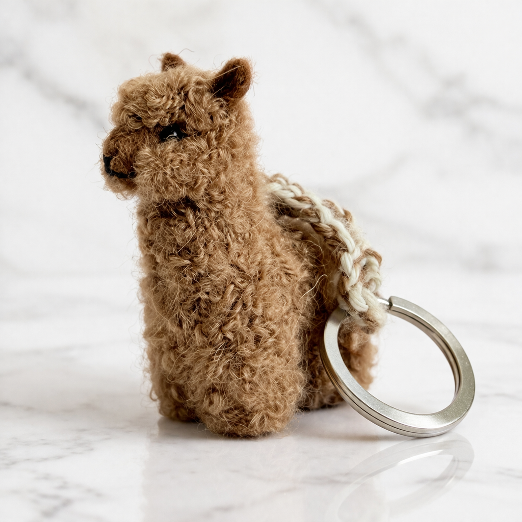 Needle felted alpaca keyring for alpaca lovers
