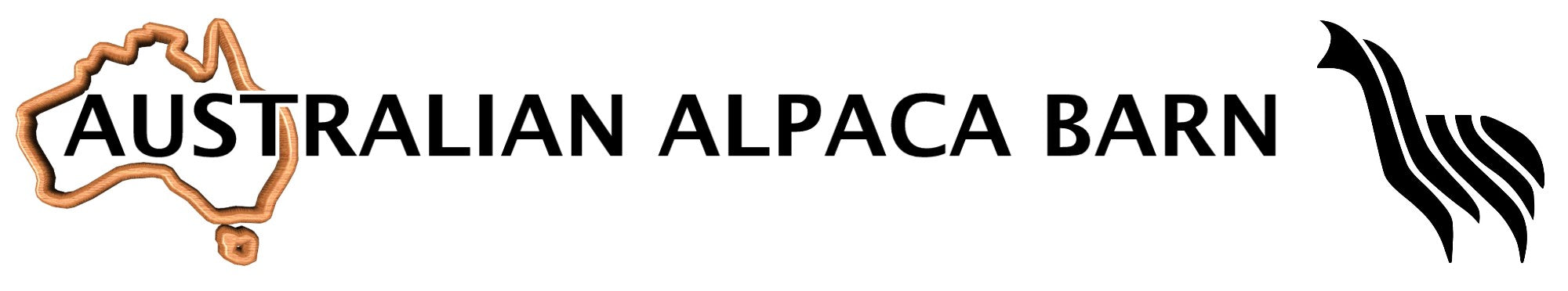 Logo of Australian Alpaca Barn with an outline of Australia and a Alpaca illustration.