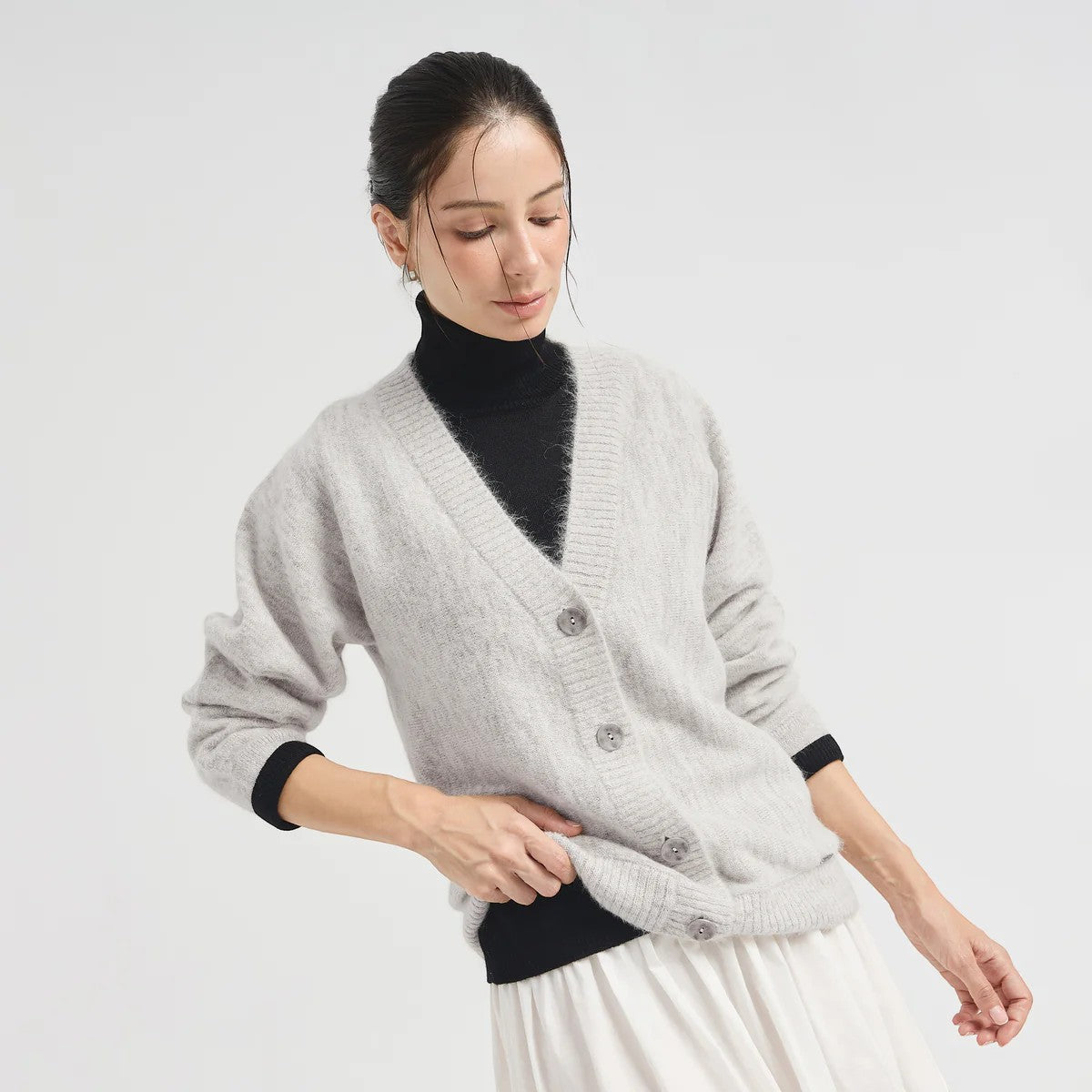 Celine Suri Alpaca, Baby Alpaca and Silk Cardigan in ecru