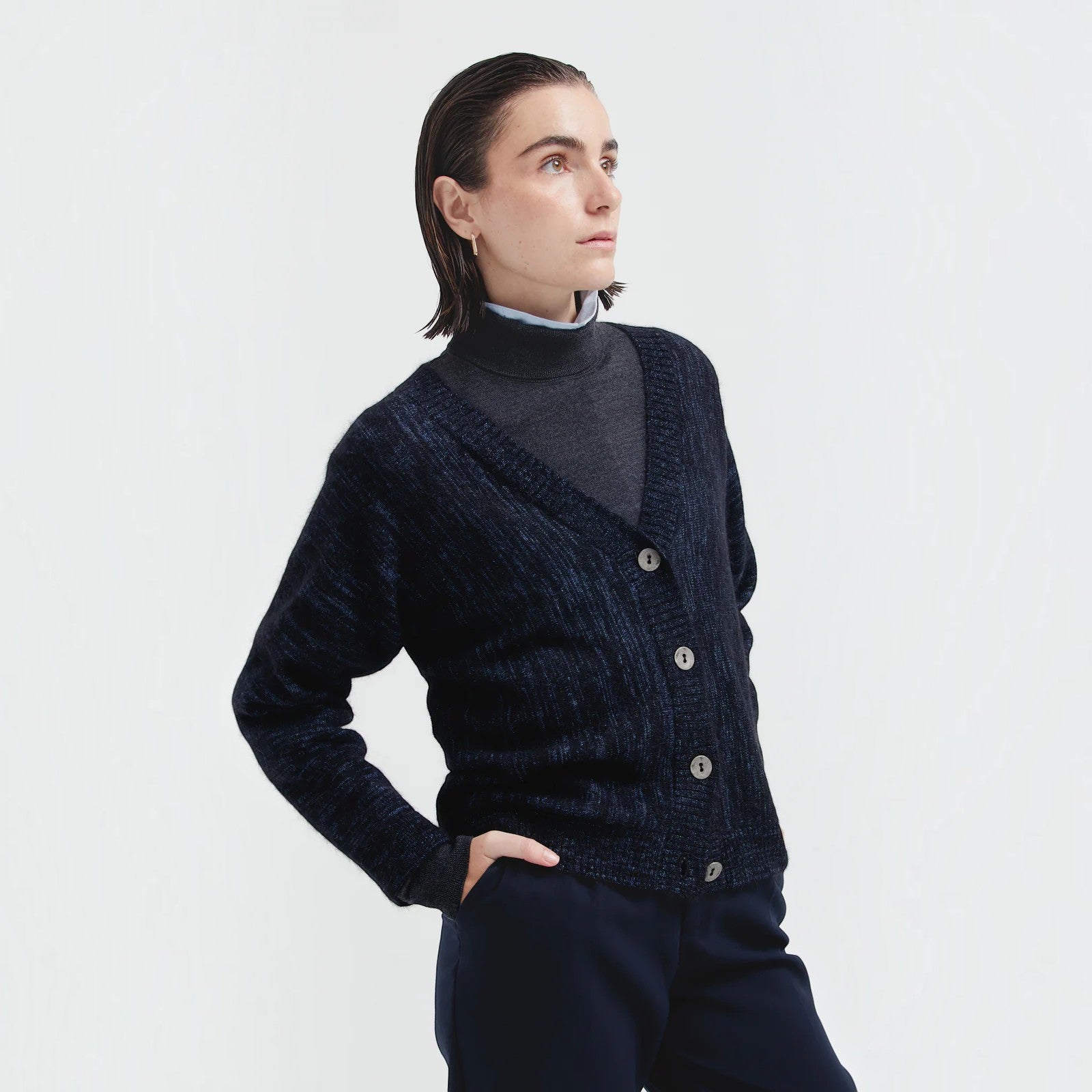 Kuna Celine soft textured alpaca and silk cardigan in black