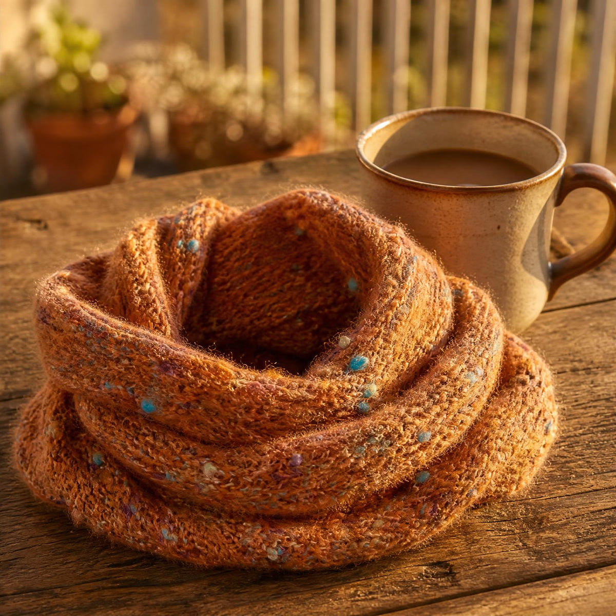 Bouclé alpaca neckwarmer in rich textured knit