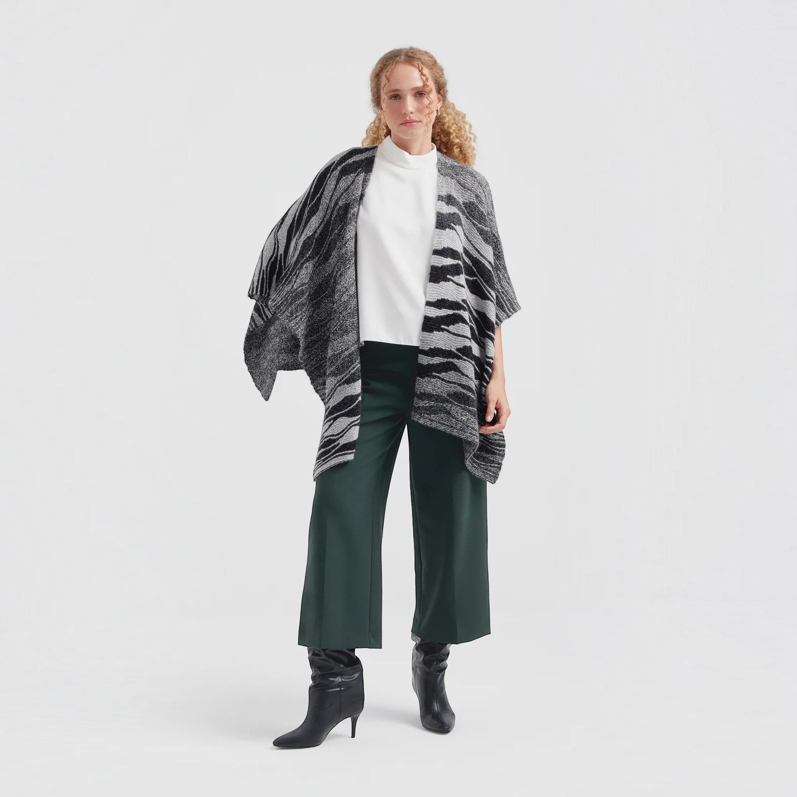 Women’s luxury Baby Alpaca cape with elegant open-front design
