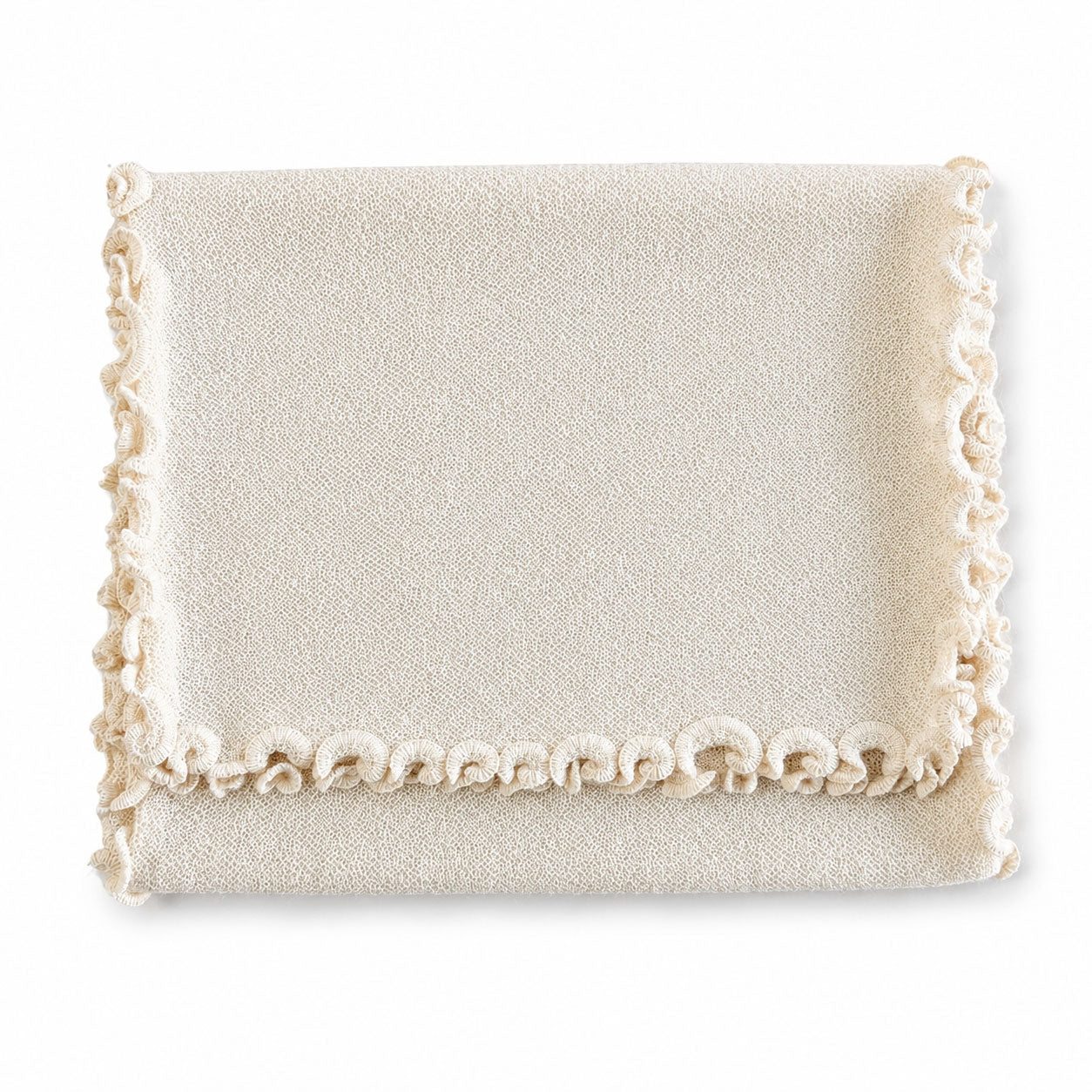 Curly Links alpaca scarf featuring a soft textured knit and curled edging