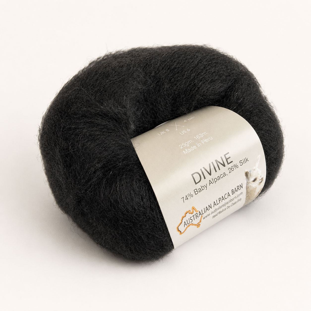 Black Baby Suri Alpaca and Silk lace yarn for delicate hand knits