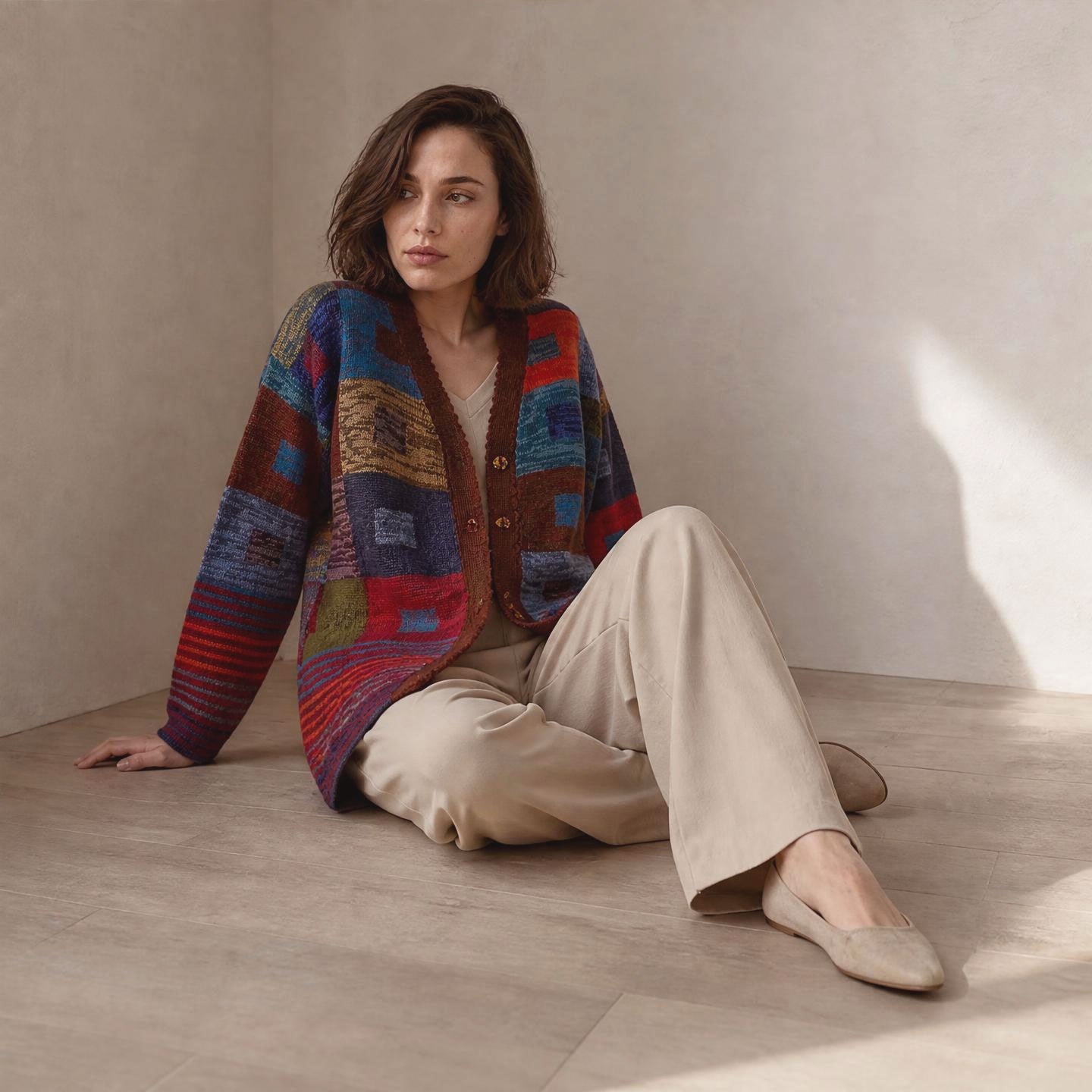 Women’s Hailey colourful alpaca cardigan made in Peru