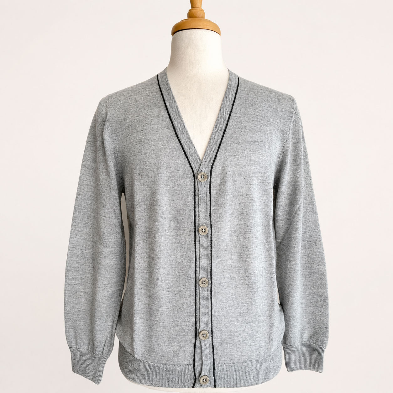 Soft 100% Baby Alpaca men’s V-neck cardigan with button front