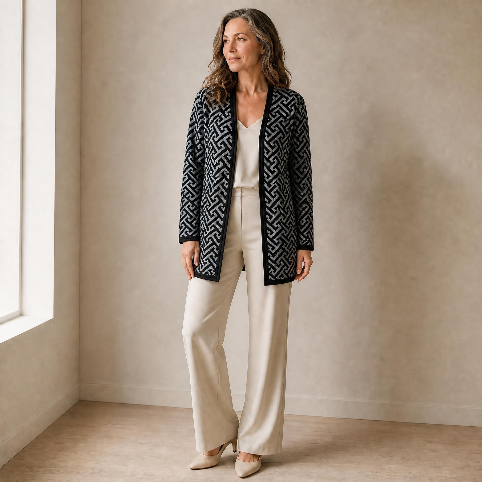 Front view of the Madrid alpaca knit cardigan