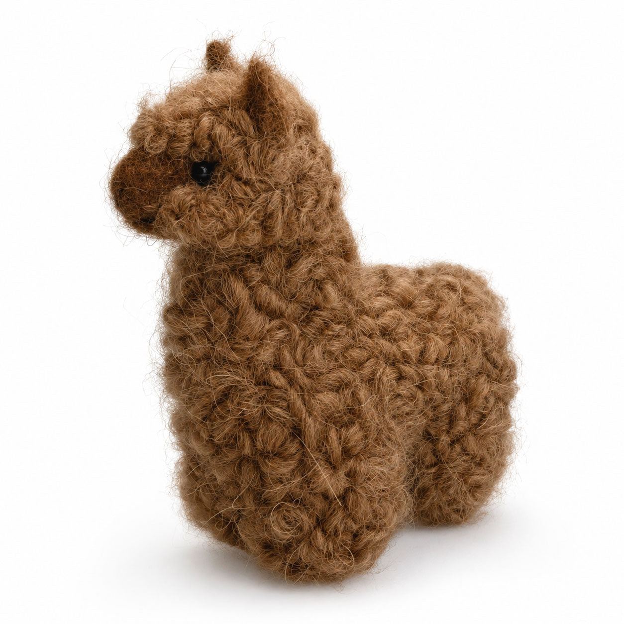 Brown needle felted alpaca figurine, soft handcrafted alpaca gift.