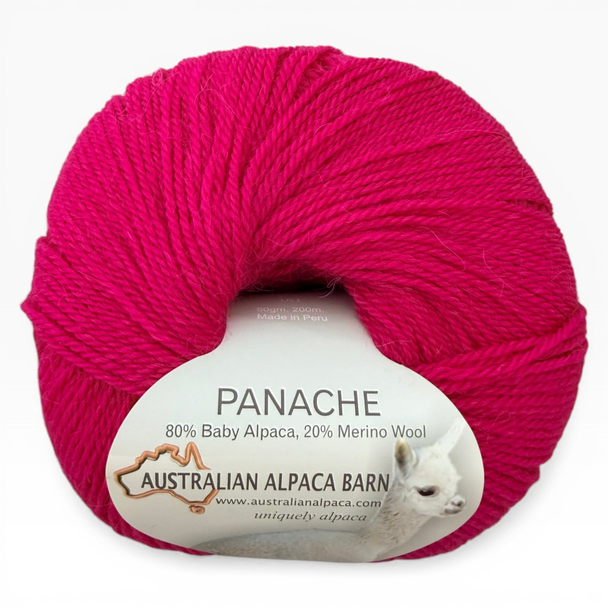 Australian Alpaca Barn Panache 4ply yarn for baby knits and accessories in hot pink.