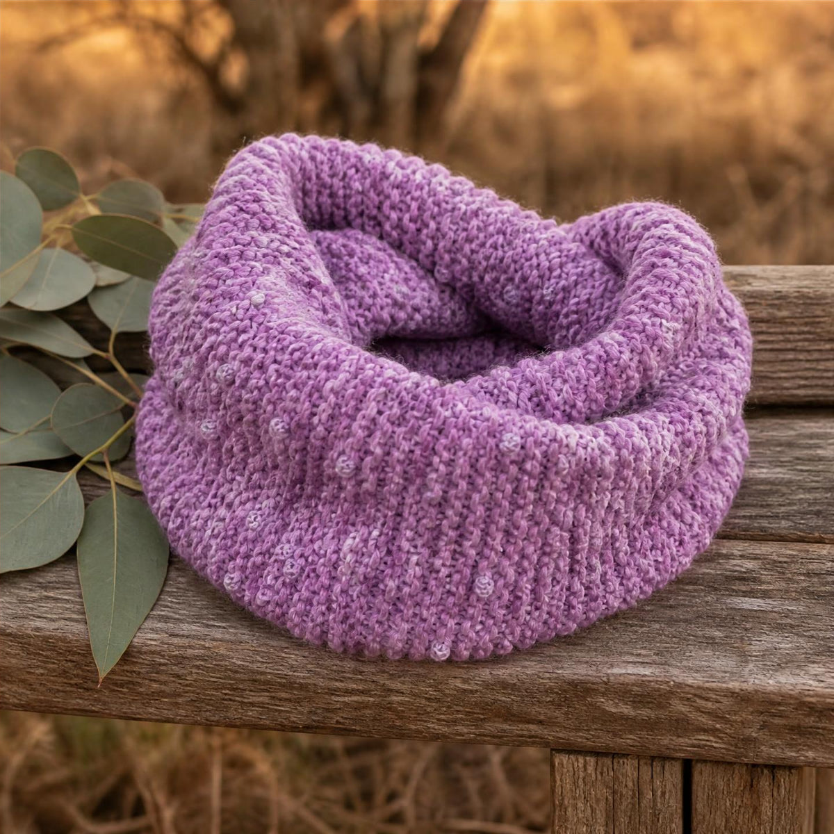 Hand-knitted Baby Alpaca Pink snood and cowl in soft textured knit