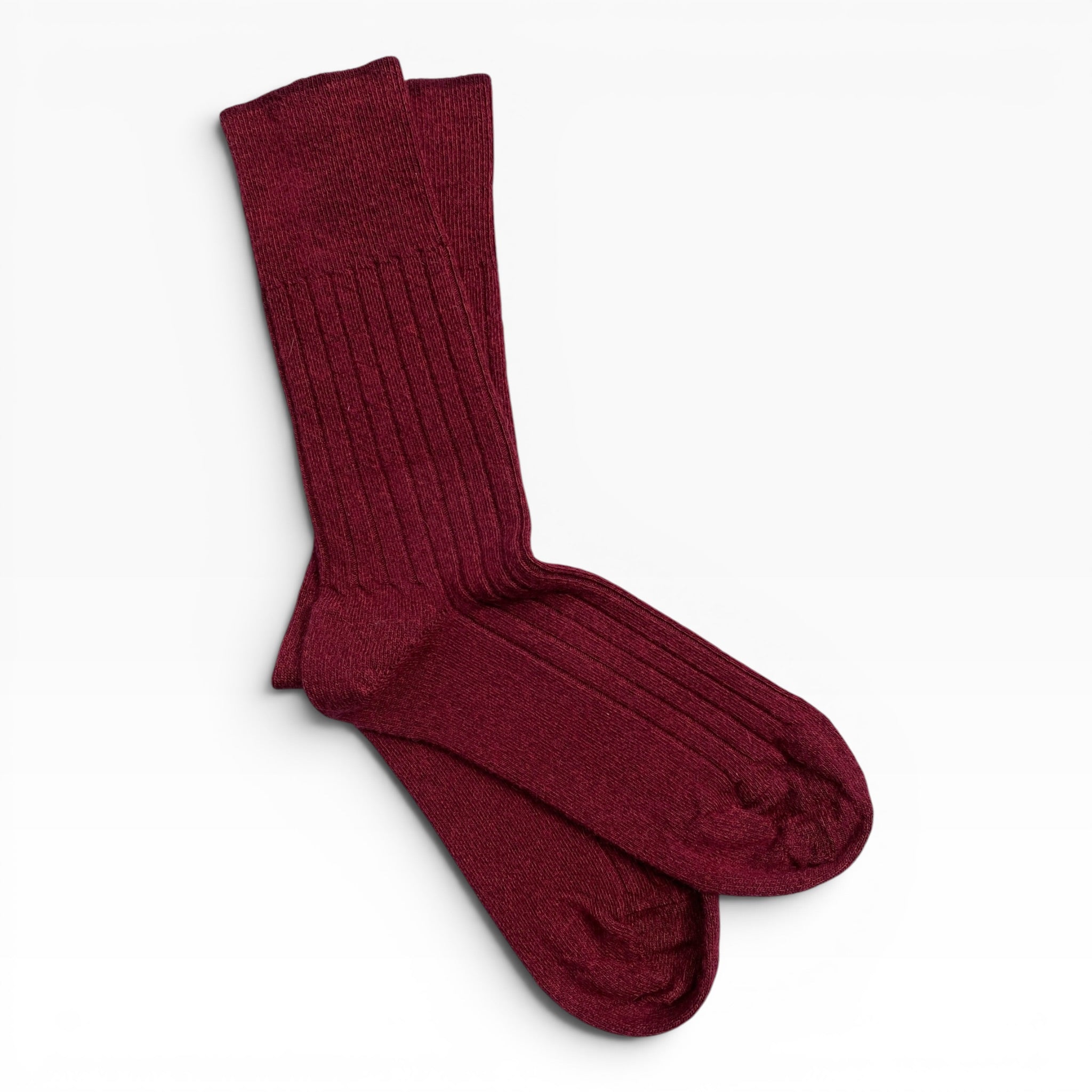Ribbed Australian Made Humphrey Law socks in Burgundy soft comfortable winter socks.