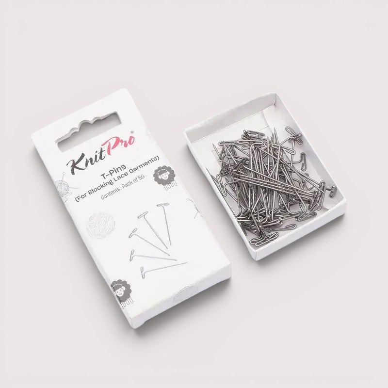 KnitPro T-pins for blocking knitting, crochet and lace projects.