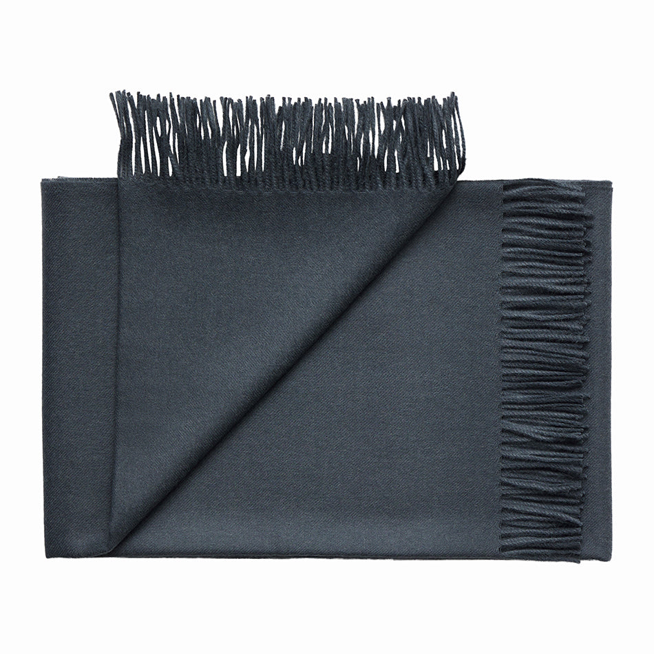 Premium dark grey baby alpaca throw rug for bedroom or lounge