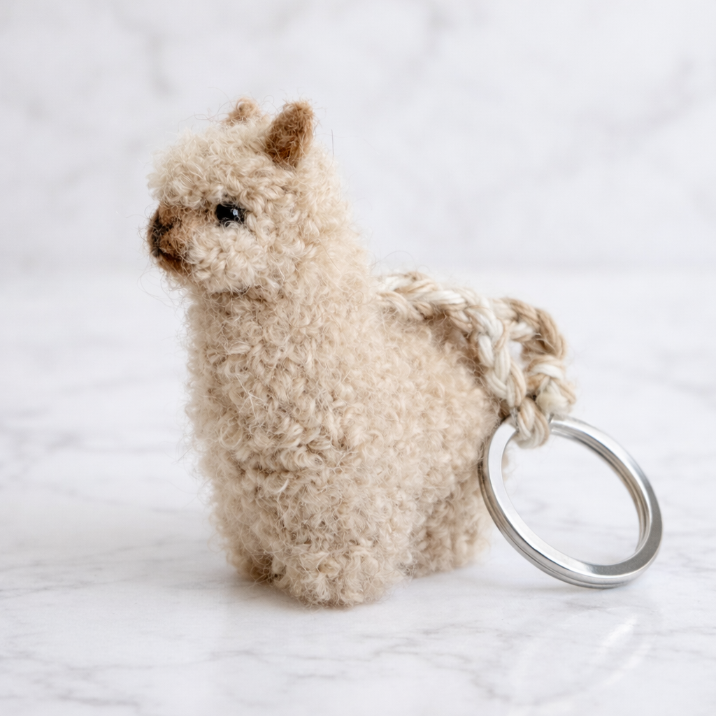 Cute alpaca gift made with needle felted wool in natural alpaca colour