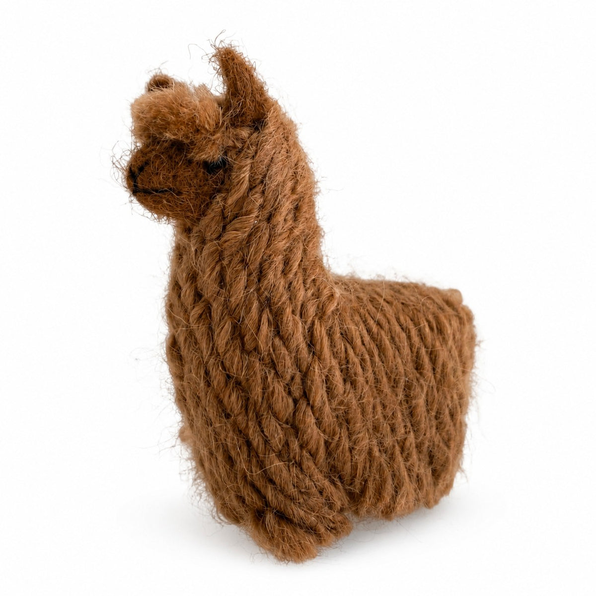 Brown needle felted suri alpaca figurine, soft handcrafted alpaca gift.