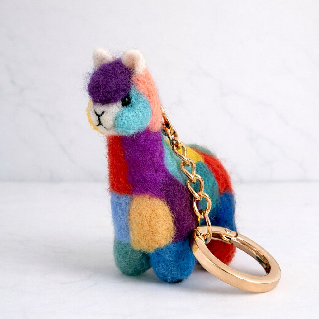 Colourful alpaca shaped keychain