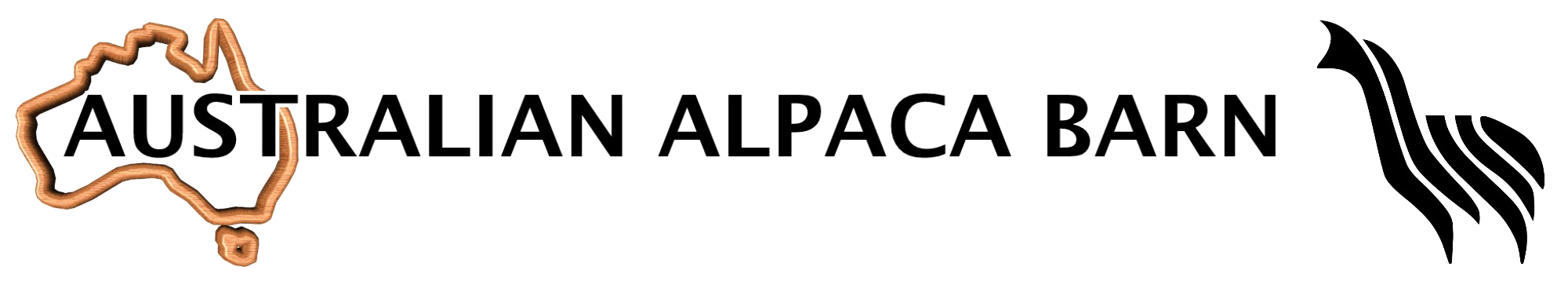 Logo of Australian Alpaca Barn with an outline of Australia and an Alpaca illustration.