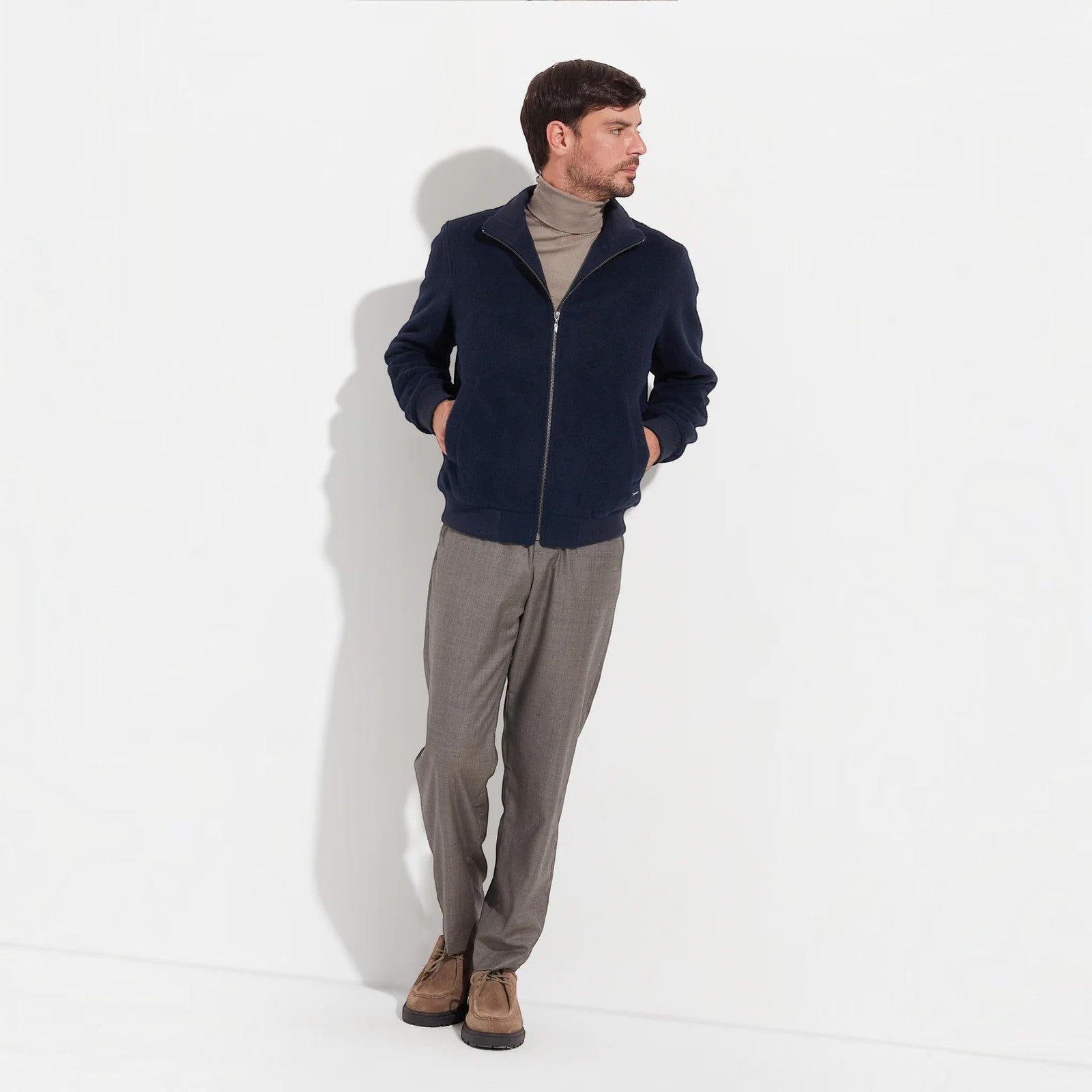 Alois Baby Alpaca and Wool Jacket styled on male model