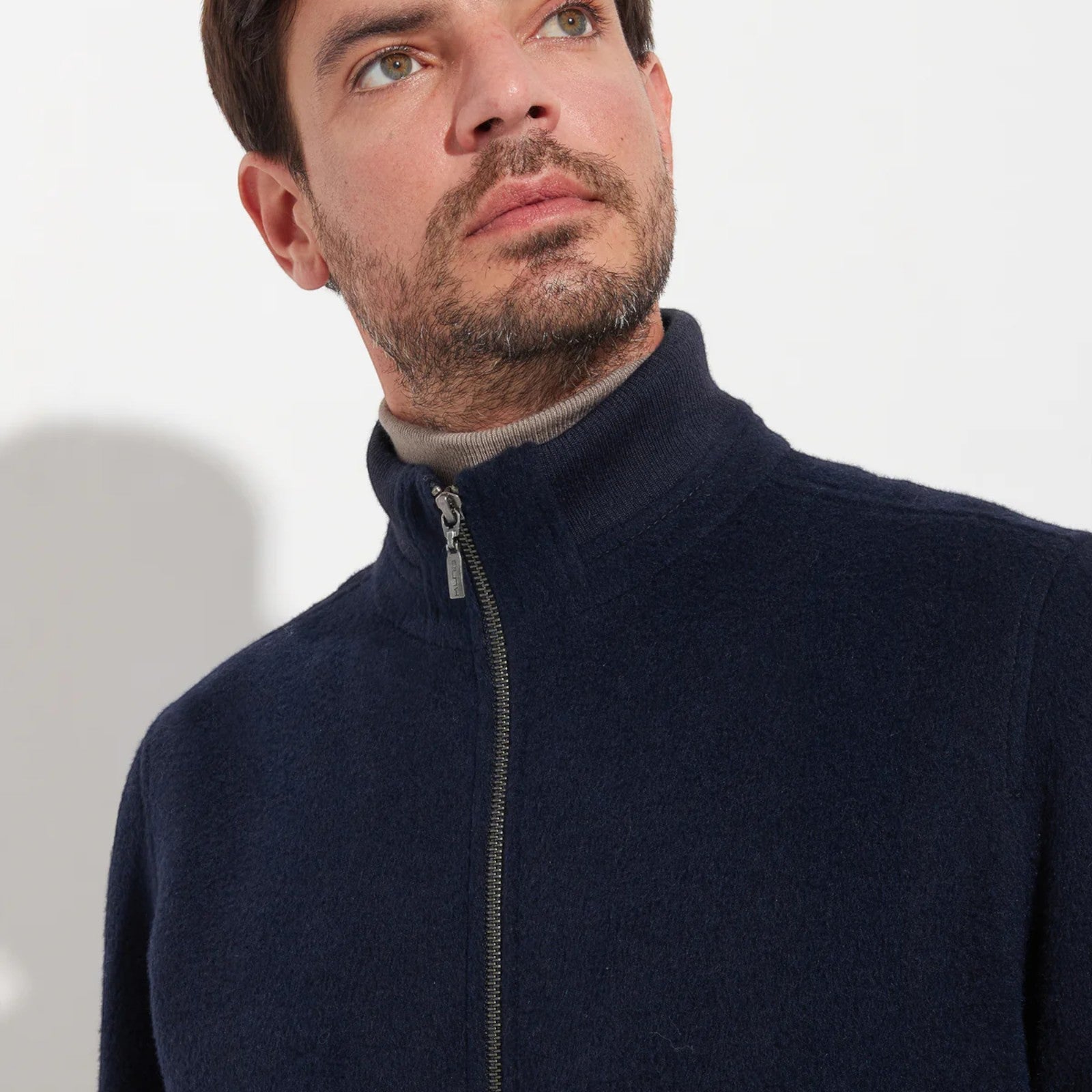 Close-up of Alois Baby Alpaca Jacket showing soft texture and metal zipper