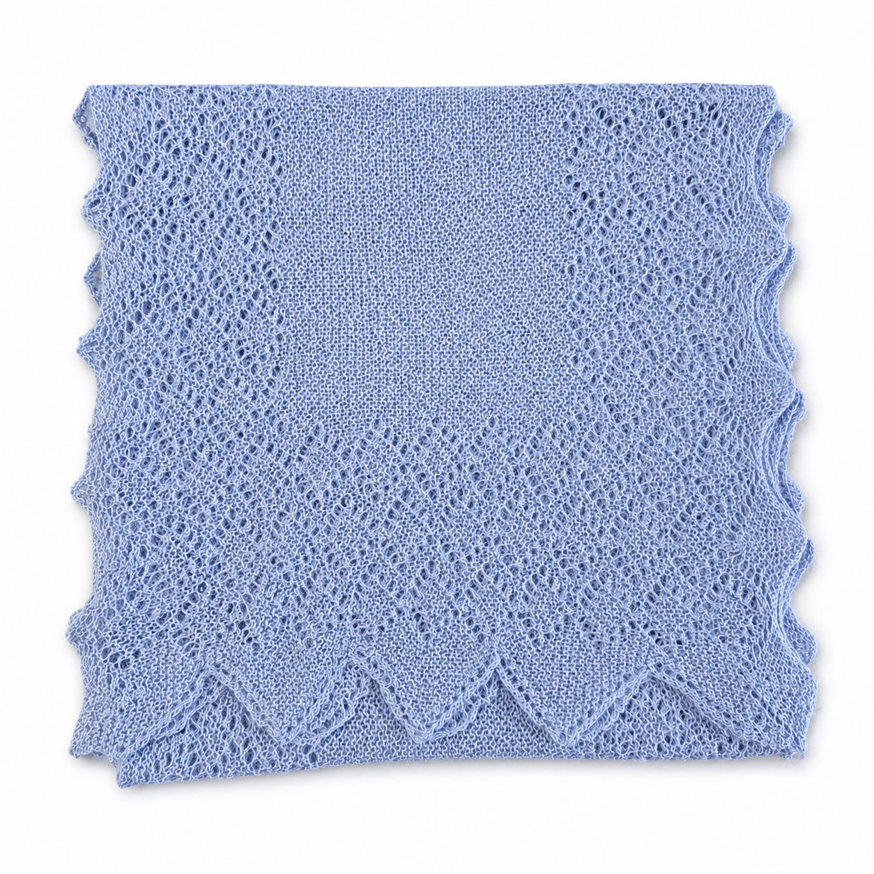Antonella pale blue 100% Baby Alpaca lace scarf with delicate scalloped edging