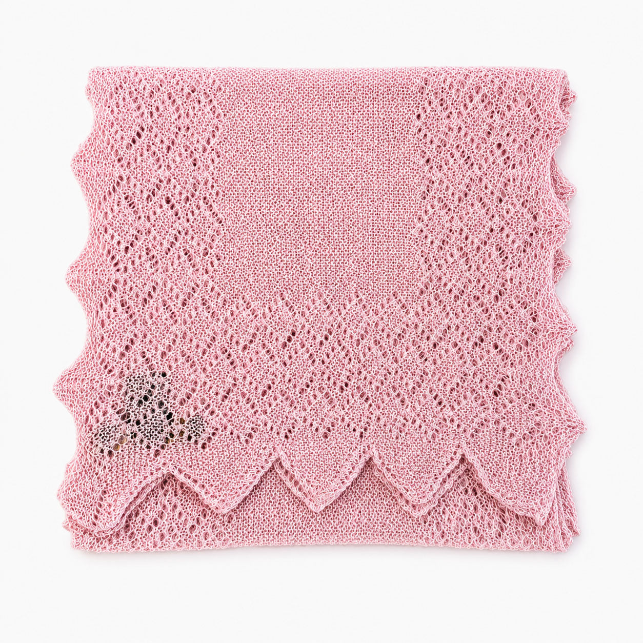 Antonella pale pink 100% Baby Alpaca lace scarf with delicate scalloped edging