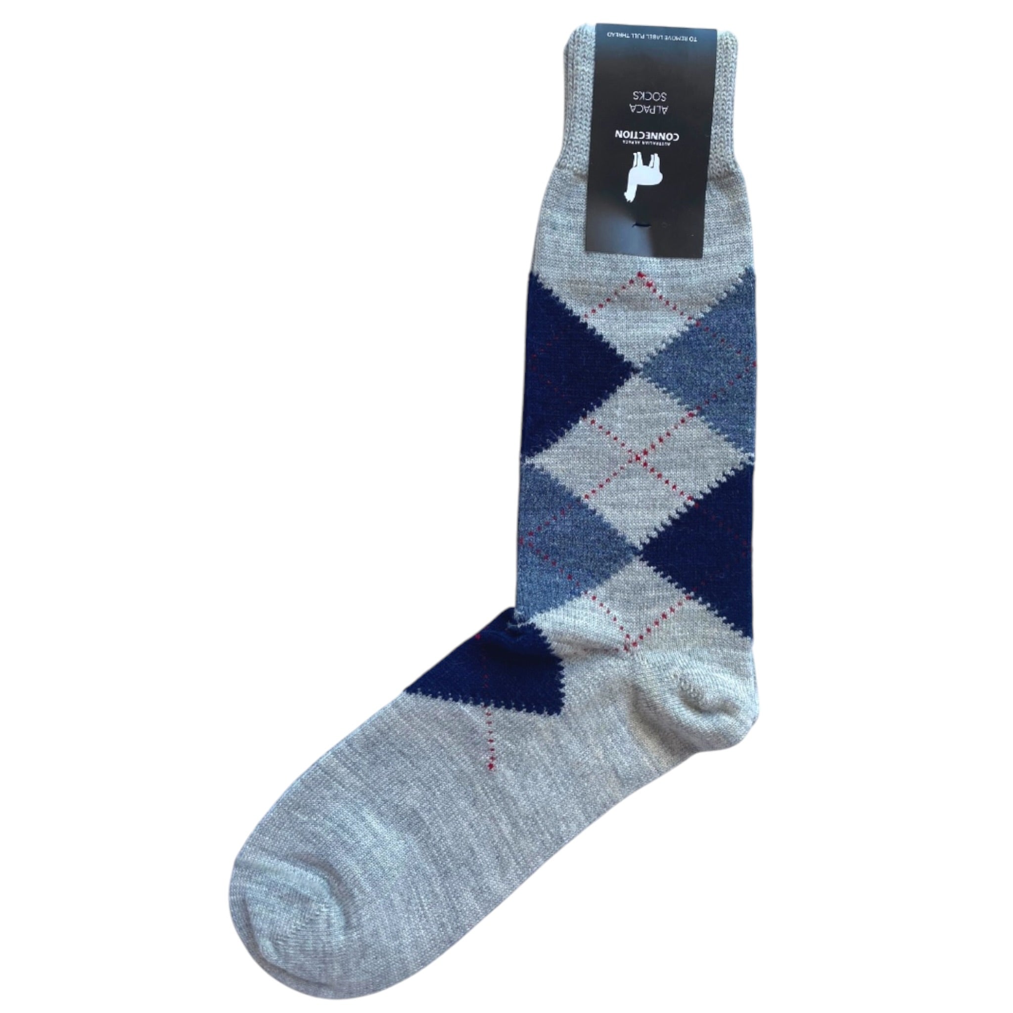 Baby alpaca argyle socks, lightweight warm socks with traditional diamond design.