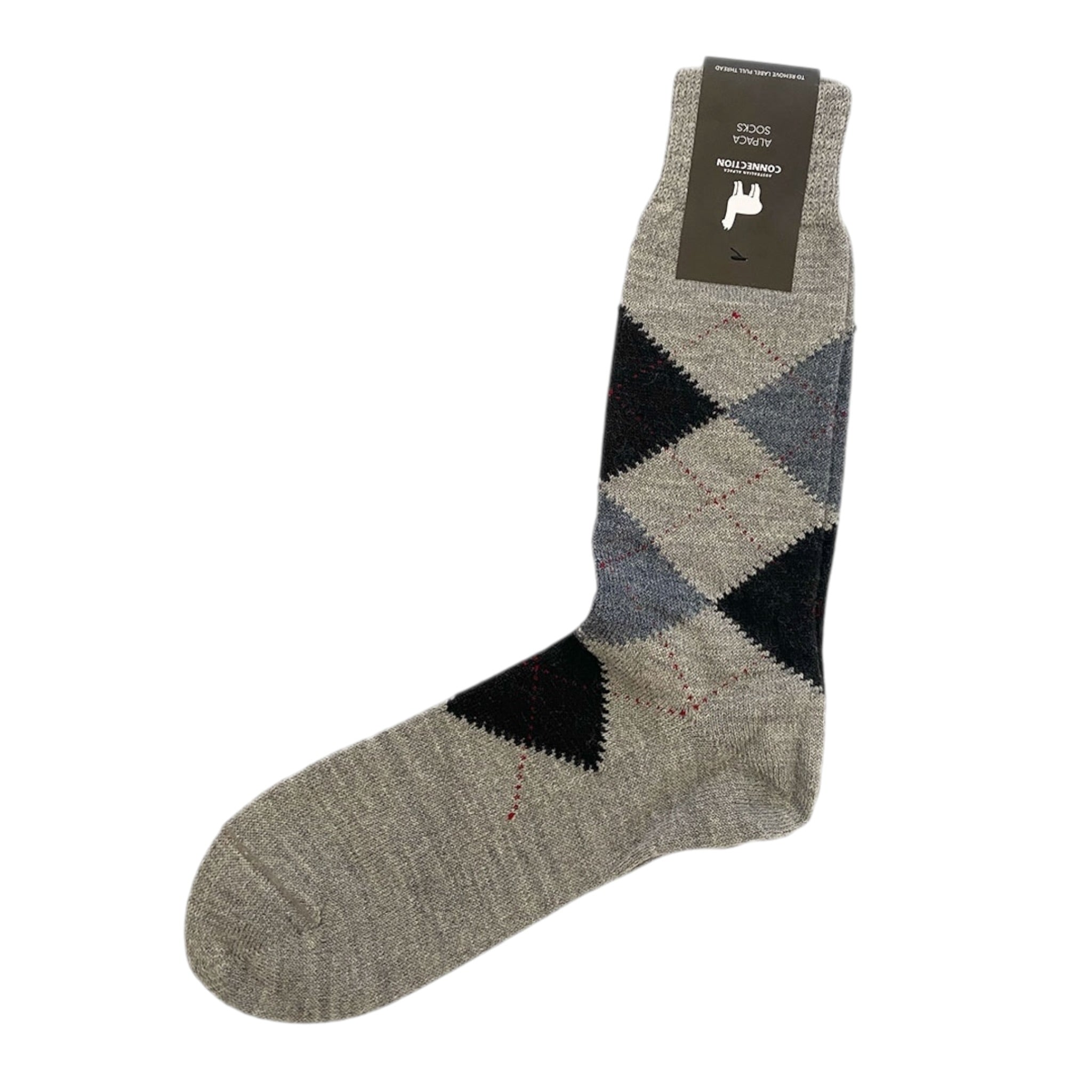 Alpaca argyle socks in blue and grey, soft warm everyday socks.