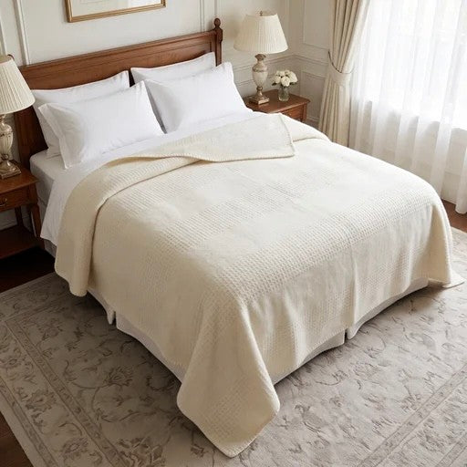 Australian made classic alpaca blanket with soft woven texture