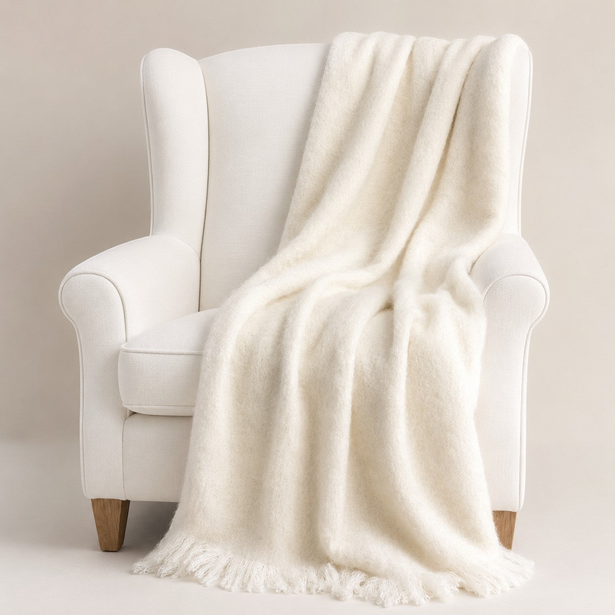 Premium brushed alpaca throw, warm natural fibre gift for cold weather.
