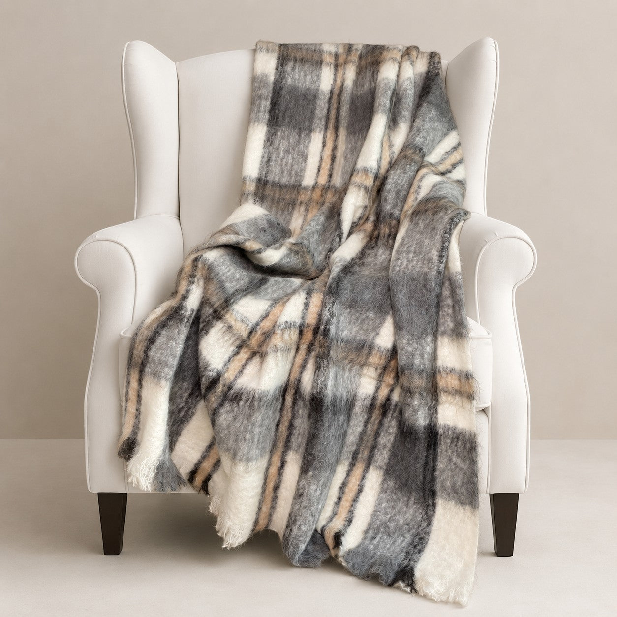 Luxury brushed alpaca throw, soft Australian alpaca gift for the home.