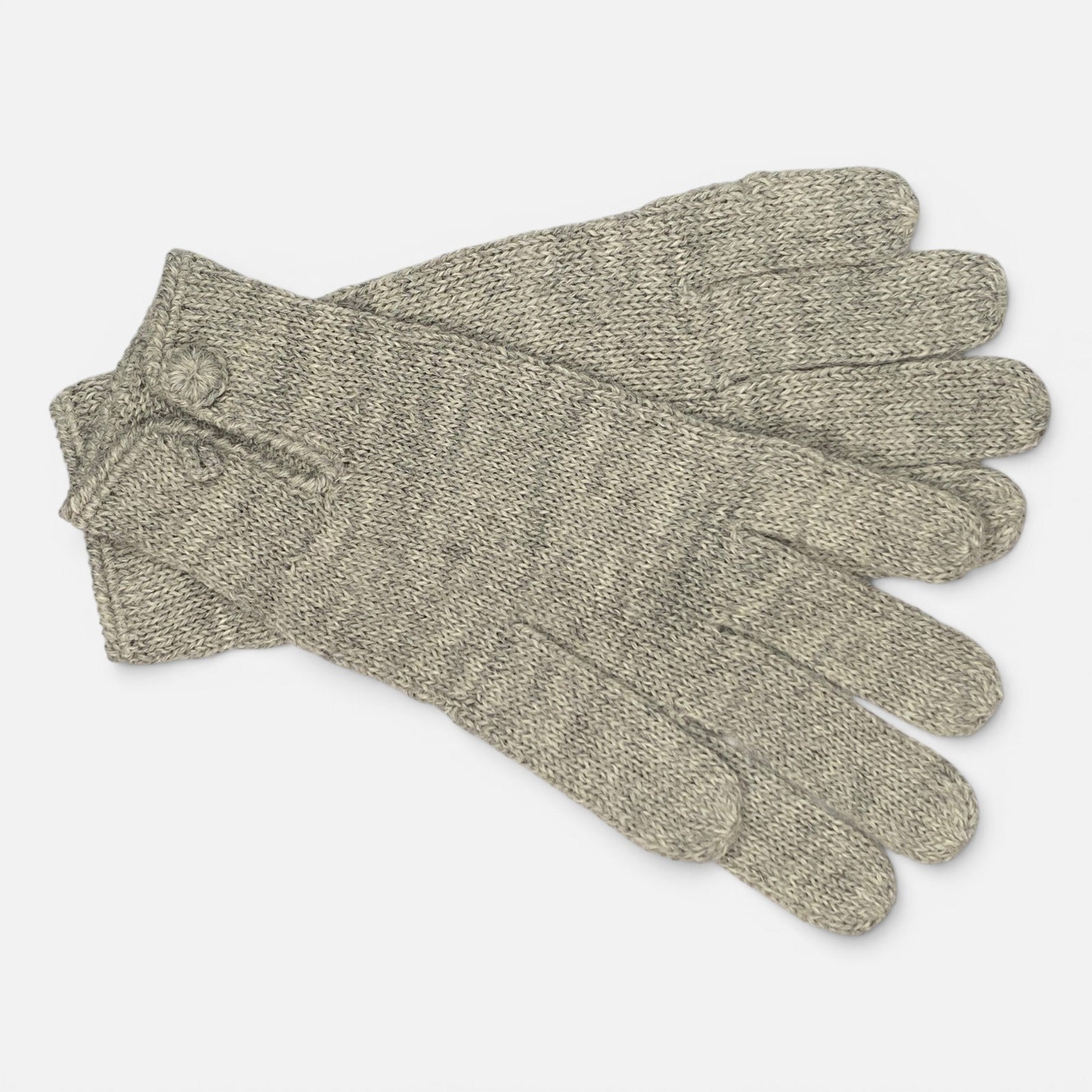 Baby alpaca button gloves with a soft knitted texture and hand-stitched cuff detail