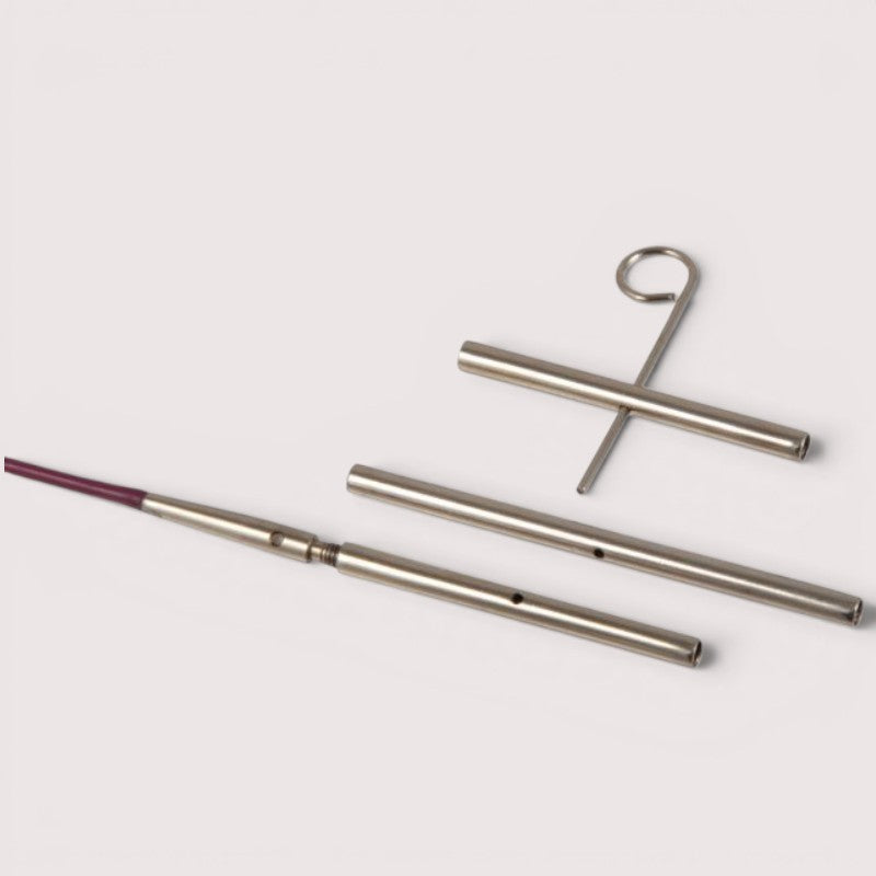 KnitPro cable connectors for joining interchangeable knitting needle cables.