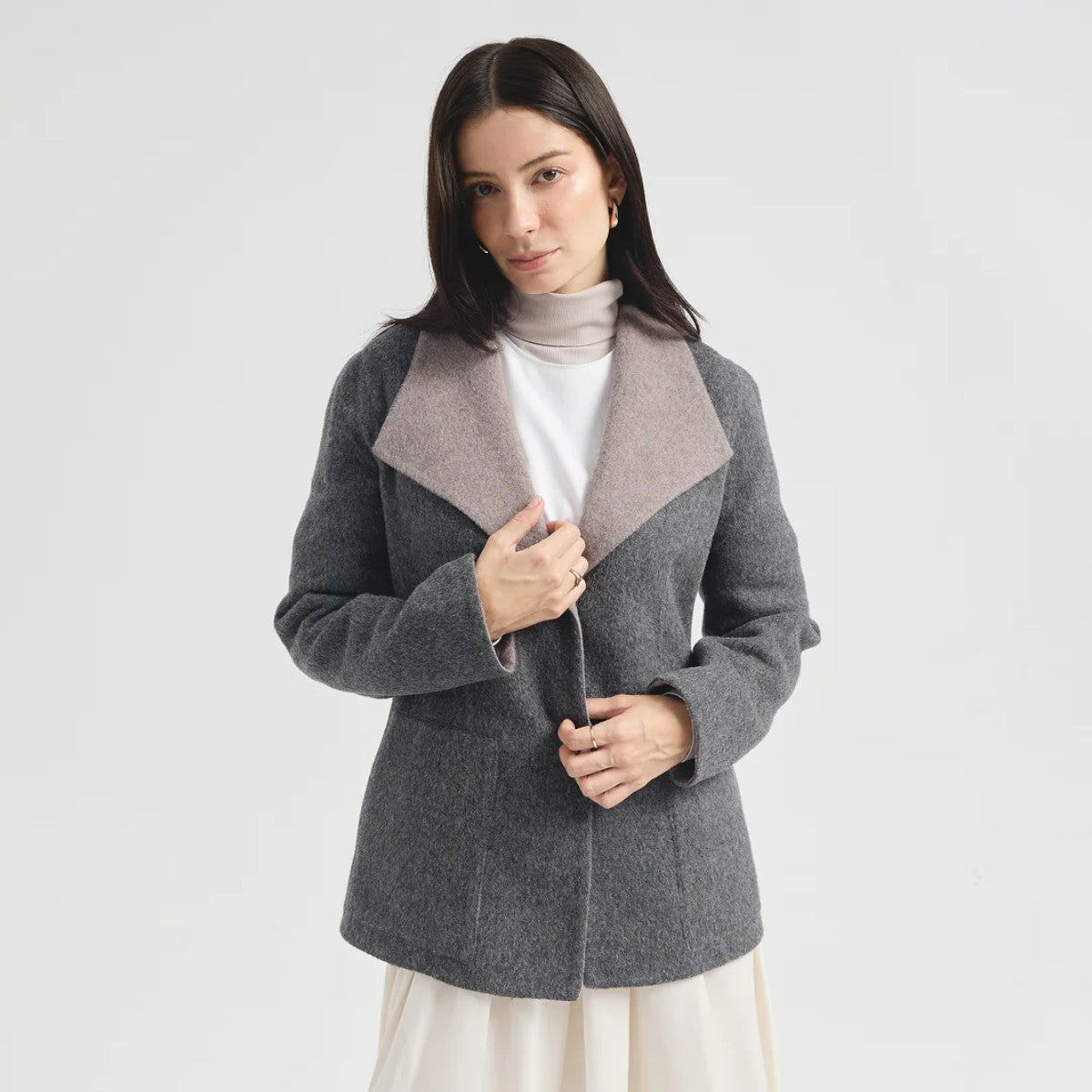 Women’s Camelia reversible alpaca jacket with contrasting lapels