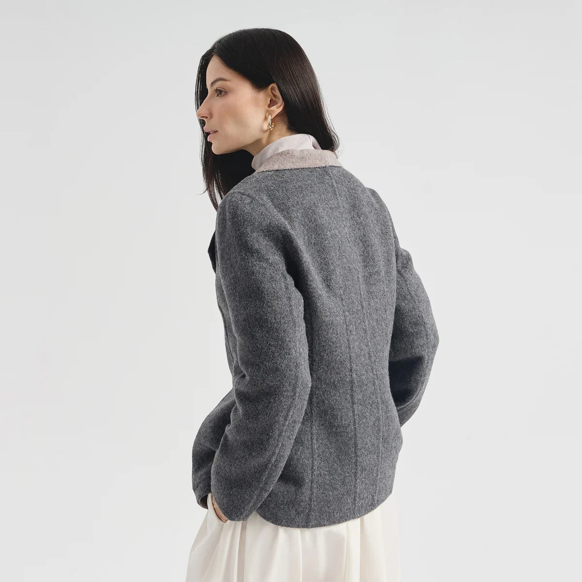 Camelia Baby Alpaca and Wool Jacket with soft structured silhouette