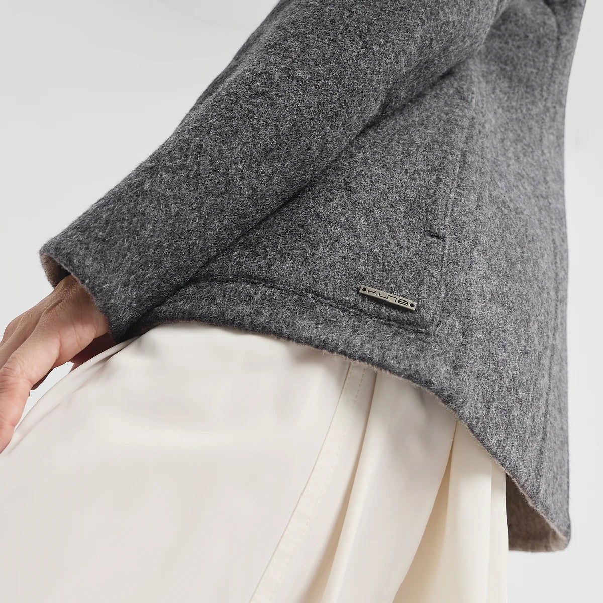 Camelia luxury Baby Alpaca jacket offering two elegant looks in one