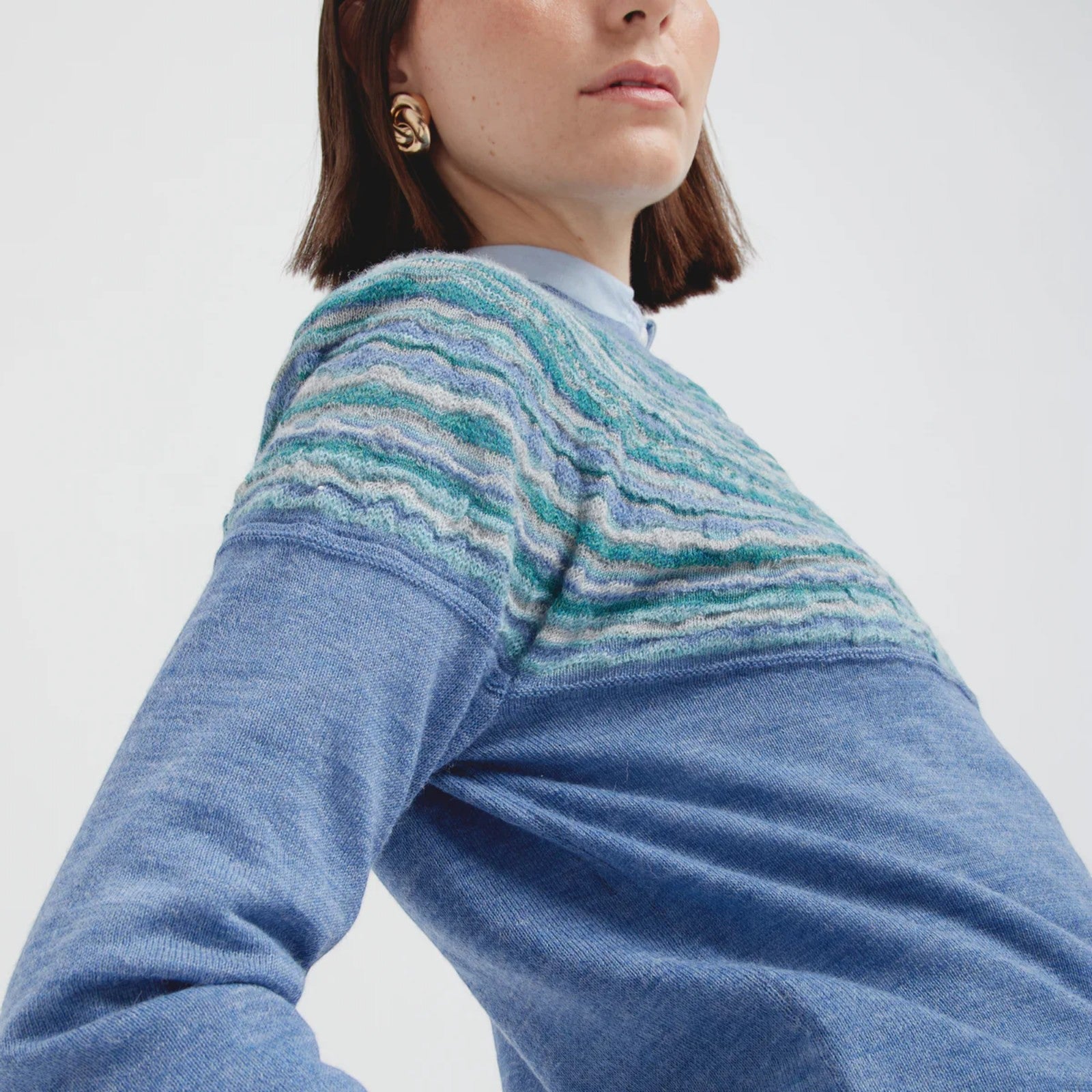 Kuna Canela Baby Alpaca Sweater with colourful horizontal stripe design