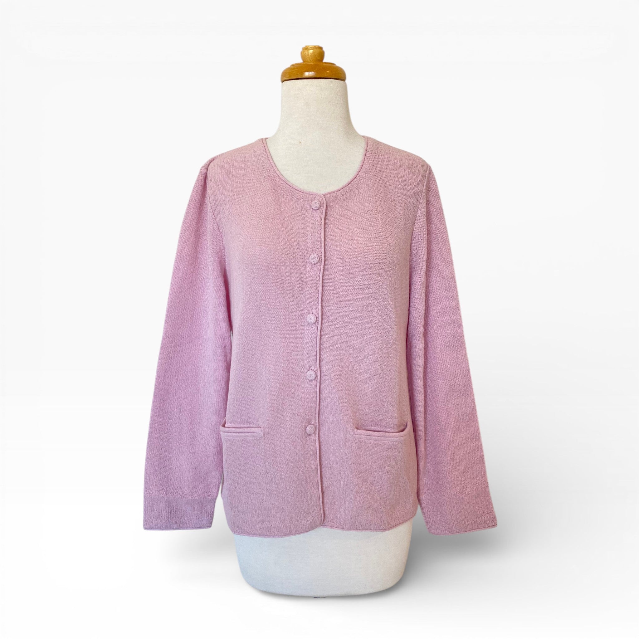 Soft alpaca Chanel-style cardigan for women, with pocktets in Pink