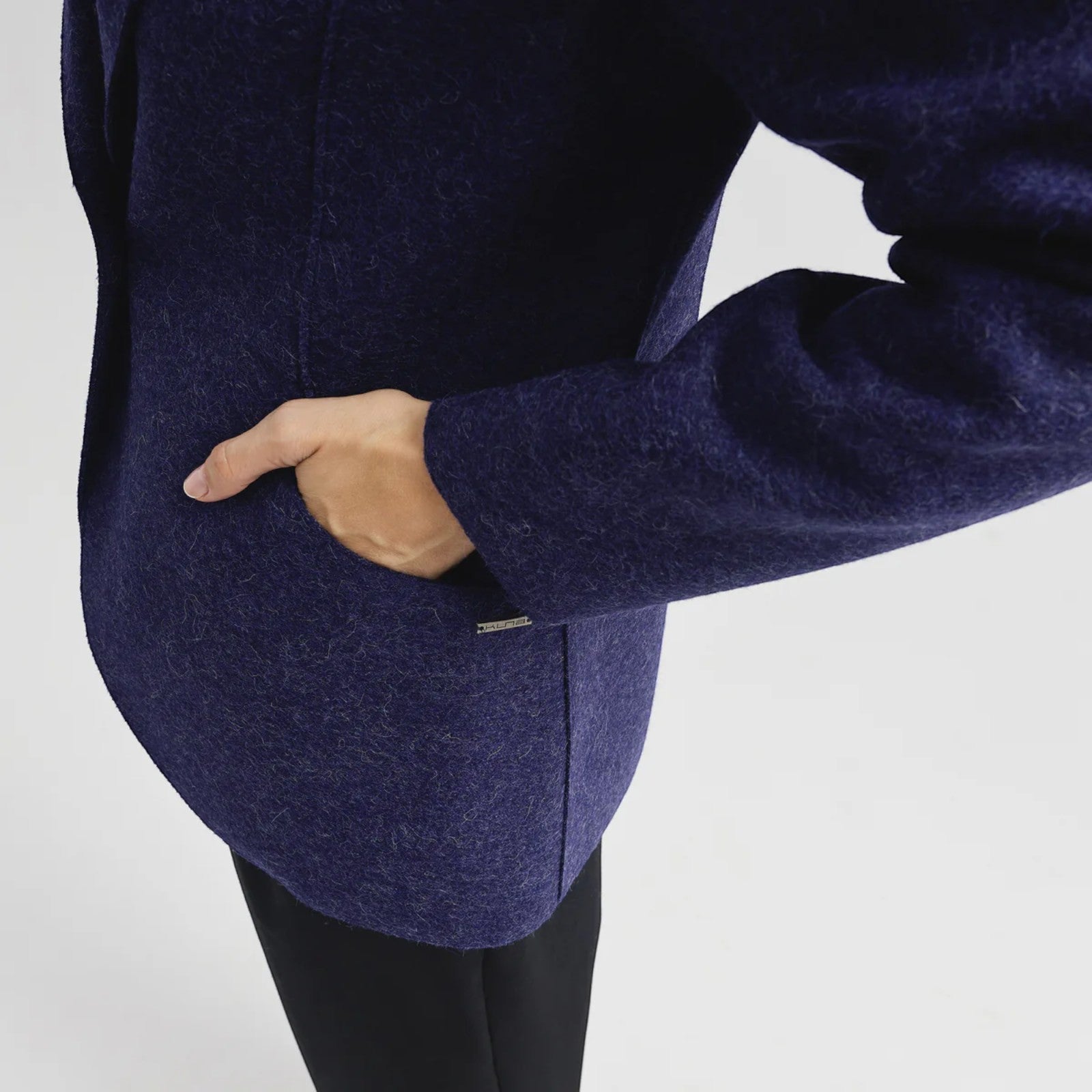 Close up of Carina luxury Alpaca and Wool Jacket with structured silhouette