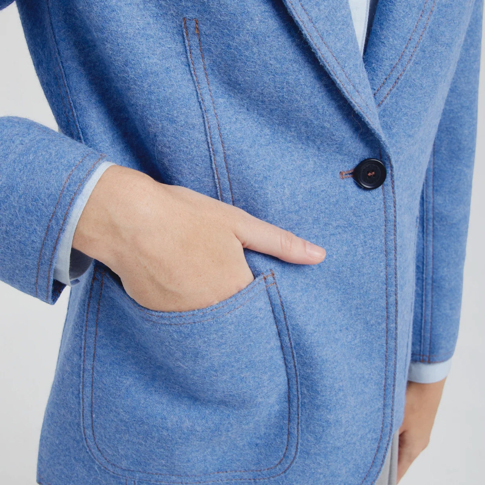 Carolina light blue alpaca blend blazer with structured silhouette