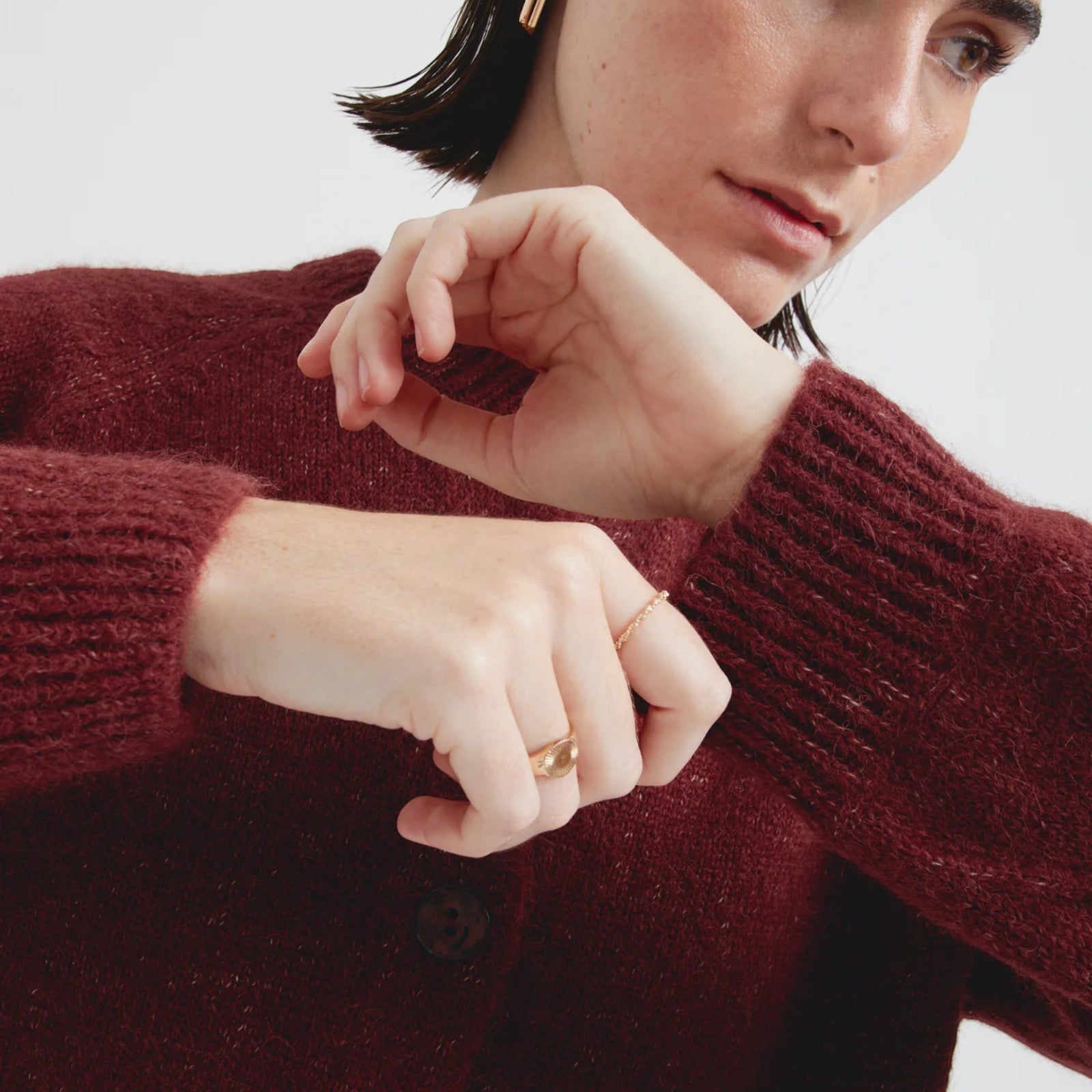 Celeste luxury alpaca cardigan with natural lustre and long sleeves