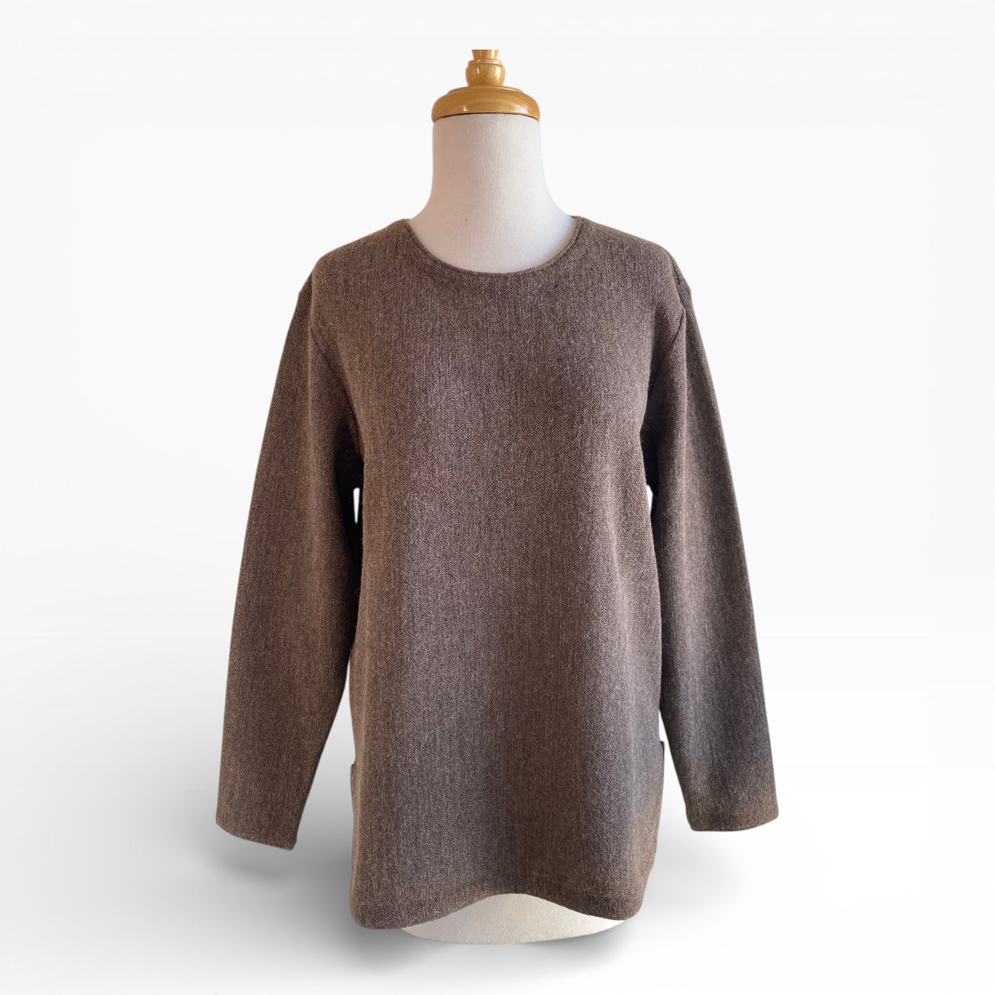 Classic Cerrada alpaca tunic with relaxed fit in brown