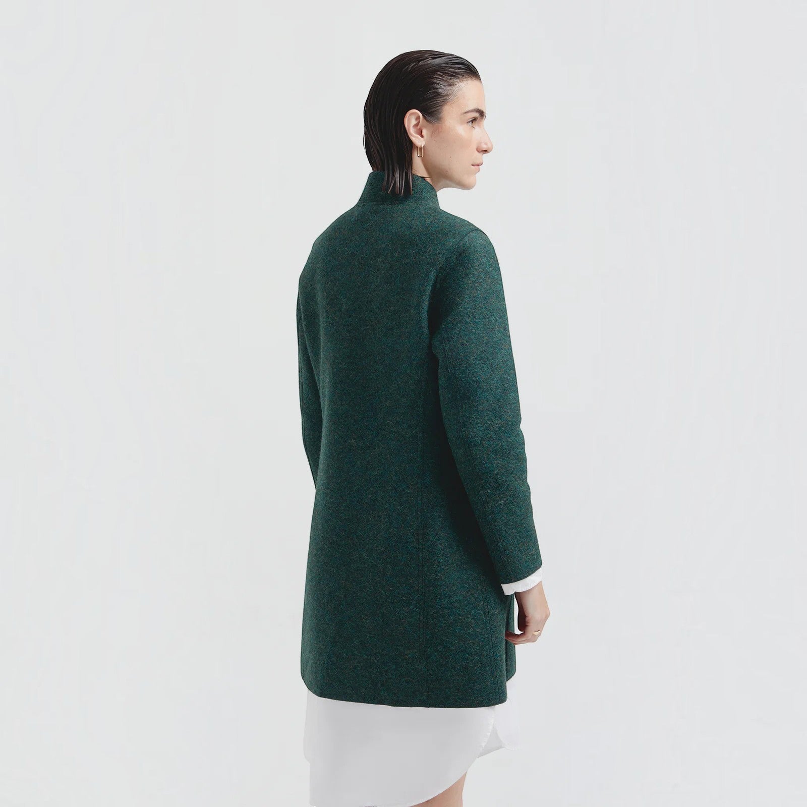 Charlotte alpaca wool winter coat with sleek stand collar and tailored silhouette