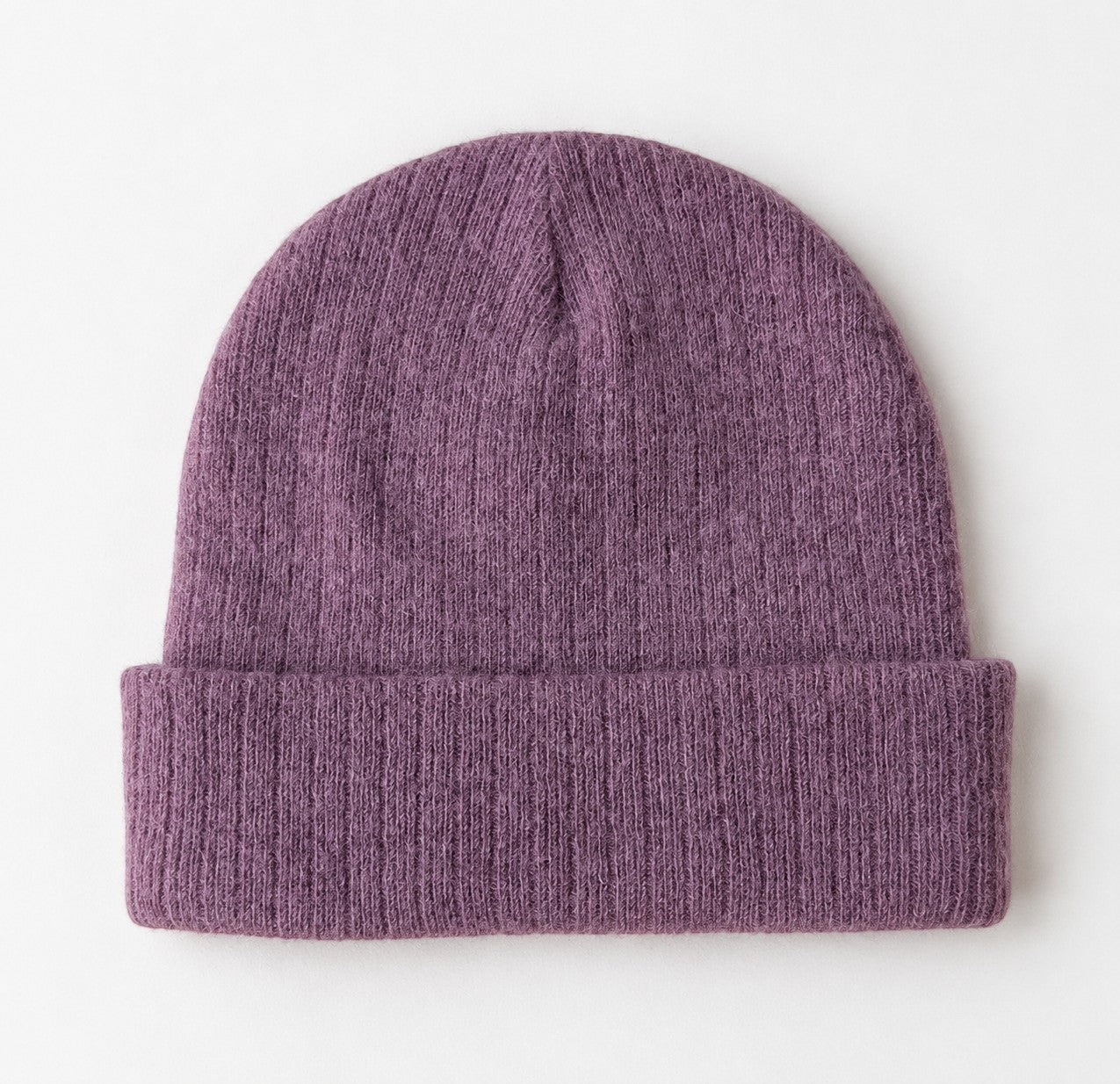 Soft dusty mauve Humphrey Law beanie featuring a fluffy alpaca blend knit and Australian-made quality