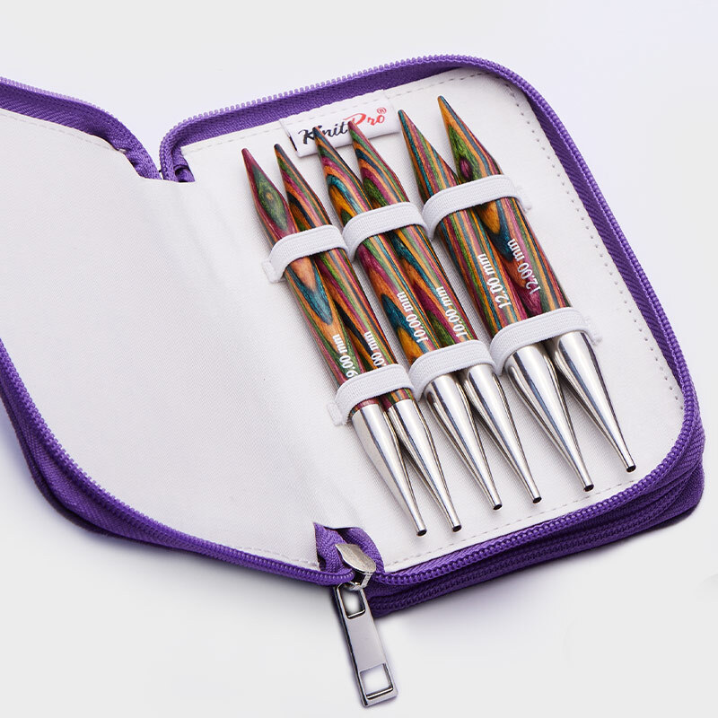 KnitPro Chunky interchangeable needle set for bulky yarn knitting projects.