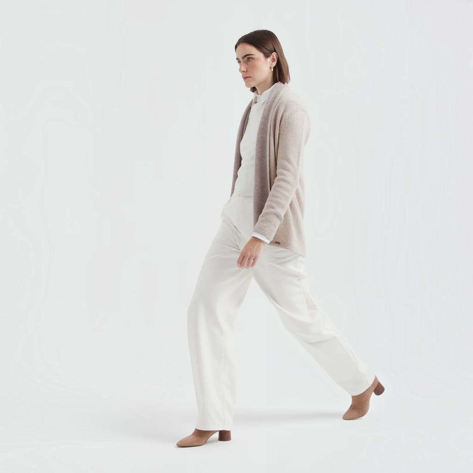 Women’s 100% Baby Alpaca long sleeve cardigan for elegant layering
