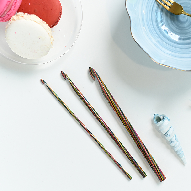 KnitPro crochet hooks in multiple sizes for yarn projects.