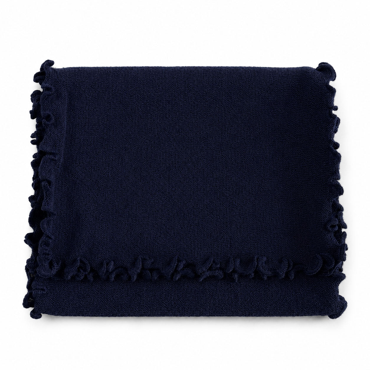 Soft knitted alpaca scarf with unique links stitch and curled edge detail