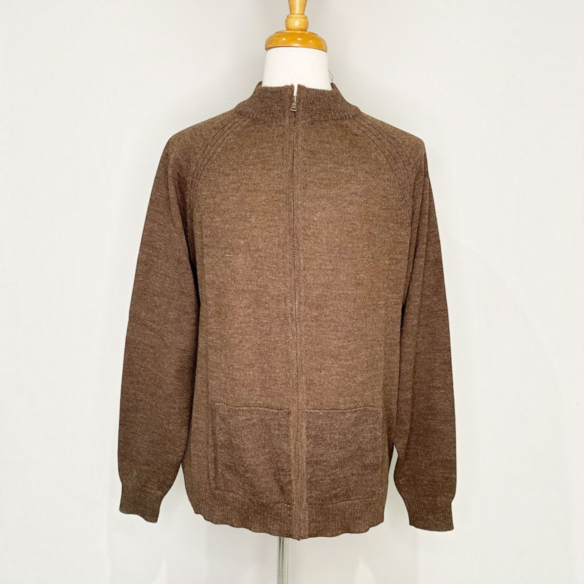 Classic men’s full zip cardigan made from soft alpaca