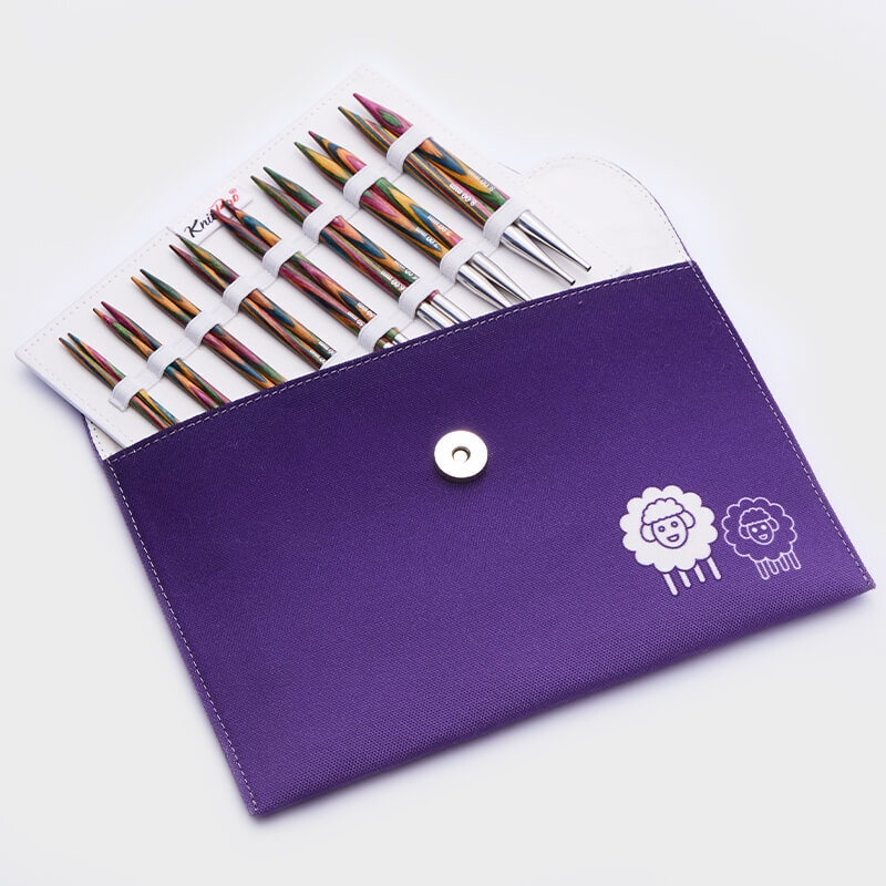 KnitPro Deluxe knitting needle set in case for circular knitting projects.